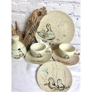 Vintage 8 Pc Red Wing Pottery Bob White Quail Mismatched and Flawed Lot